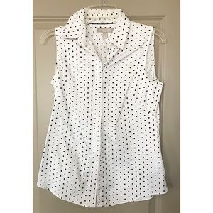 Banana Republic Polka Dot Sleeveless Collard Shirt